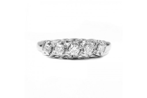 Ring mit 5 Brillanten Diamanten 0,25 ct. in 14 Kt. 585 er Gold Gr. 51