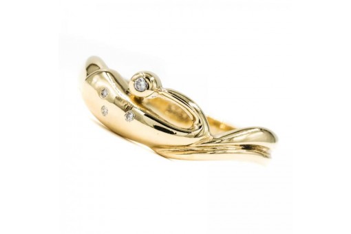 Ring mit 4 Brillanten Diamanten 0,03 ct. in 14 Kt. 585 Gold Gr. 57