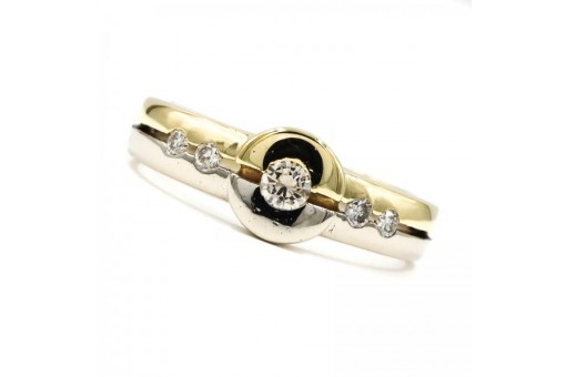 Ring mit 5 Brillanten Diamanten 0,30 ct. in 14 Kt. 585 Gold Gr. 58