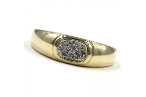 Ring mit 10 Diamanten diamonds 0,10 ct. in 14 Kt. 585 er Gold Gr. 65