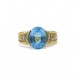 Ring mit Blautopas und 12 Brillanten Diamanten 0,12 ct. in 18 Kt. 750 Gold Gr 59
