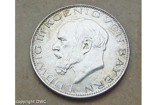 Coin Münze 2 Mark Ludwig III. 1914 D J.51 900 Silber König von Bayern Nr.10628 