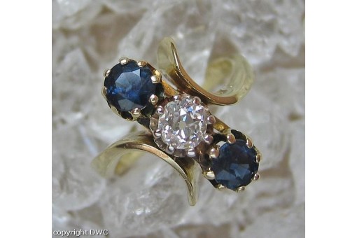 Ring mit Saphir Diamant Safir Brillanten in aus 14 Kt. 585 er Gold Saphire 50