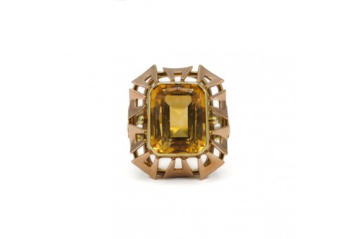 Ring mit Citrin Zitrin in 14 Kt. 585 Gold Ringe Gr. 55