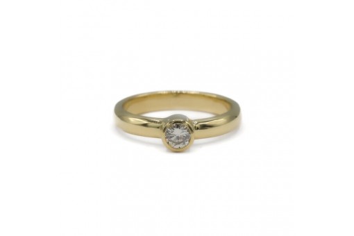 Ring Bandring mit Brillantsolitär 0,44 ct. in 14 Kt. 585 Gold Gr. 63