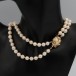 Zeireihige Perlenkette Collier mit Perlen und Diamanten in 585 14kt Gold Pearl 