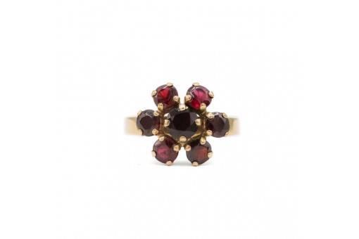 Ring mit Granate Granat in 333 8kt Gold Garnet Antik Damen Gr. 56