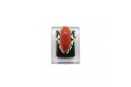 Ring mit Koralle coral in 14 Kt. 585 Gelbgold Gr. 55