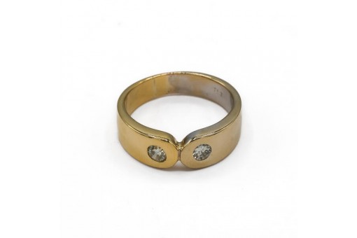 Ring mit 2 Brillanten Diamanten 0,26 ct. in 18 Kt. 750 Gold Gr. 54