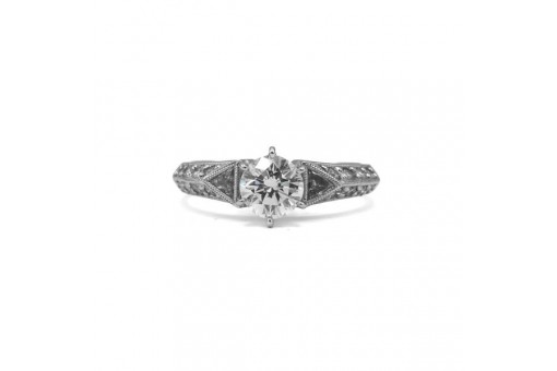 Ring mit Brillant 1,01 ct. und 18 Diamanten in Platin GIA & IHK Expertise Gr. 50