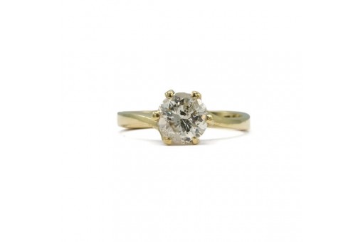 Ring mit Brillantsolitär 1,64 ct. in 14 Kt. 585 Gelbgold Gr. 55 IHK Expertise