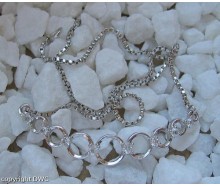 Hals Kette Collier mit Kristall in aus 925 er Silber Länge 41 cm