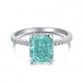 925 Sterling Silber Ring Paraiba Turmalin Türkise Radiant Cut Labor grown Neu 