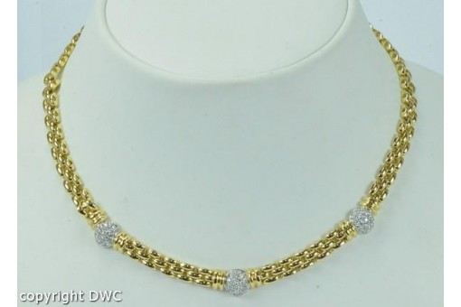 Collier Hals Kette mit Diamanten 750 18Kt Gold Brillanten 42 cm .