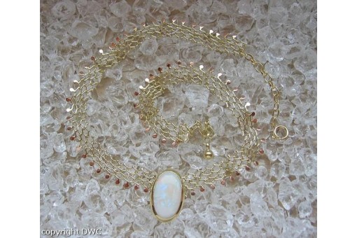 Collier mit Opal Opale aus 14 Kt 585 Rot Gold Länge 43 cm Hals kette 