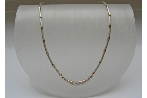 Collier Hals Kette mit Brillanten Diamanten 14 Kt 585 er Gold 42 cm .