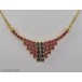 Hals Kette Collier mit Rubine Rubin Safir Saphir in 14 Kt 585 Gold 51 cm 