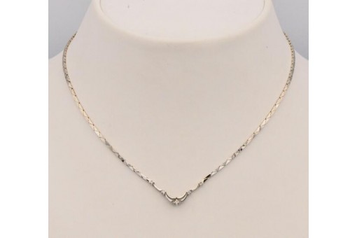 Kette Collier mit 5 Diamanten 0,06 ct in 14 Kt. 585 Gold Weißgold 42 cm