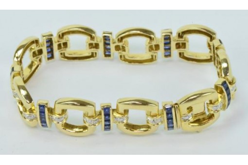 Armband mit Safiren Diamanten Brillanten Saphiren 18 Kt. 750 Gold 18 cm 