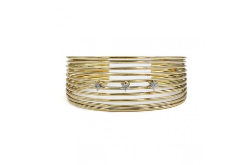 Armreif mit 3 Brillanten Diamanten 0,18 ct in 14 Kt. 585 Gold bangle top