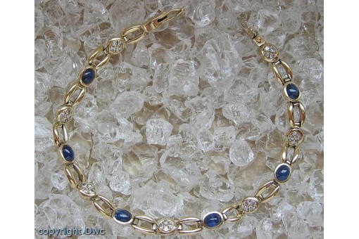 Armband mit Saphir Safire aus 14 Kt 585 er Gold Brillanten Diamanten edel