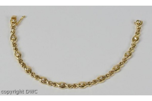 Armband aus 14 Kt 585 er Gelbgold mit Brillanten Diamanten 18,5 cm edel!