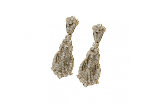 1 Paar Ohrringe mit 114 Diamanten 1,70 ct diamonds in 18 Kt. 750 Gold earrings