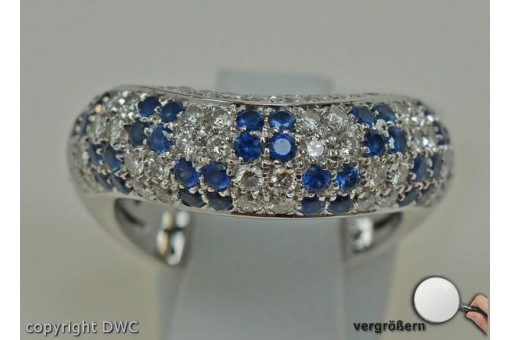 Ring in 18 Kt. 750 er Gold mit Brillanten Saphir Brillant Safir Diamanten 55 