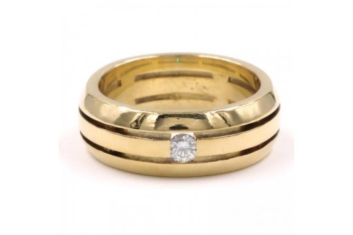 Ring Band mit Brillant Solitär Diamanten in 18 Kt 750 er gold Grösse 55 