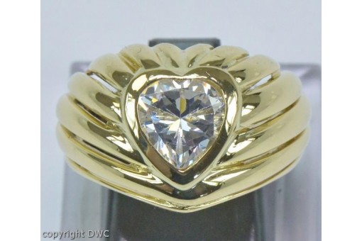 Ring mit Kristall in Herzform 18 Kt 750 er Gold Herz Grösse 57 love