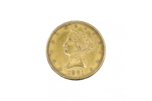 Goldmünze Ten Dollars USA 1891 CC selten! Goldcoin Liberty Head