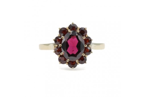 Ring mit Granate Granatring in 8 Kt. 333 er Gold Gr. 61 antik garnet