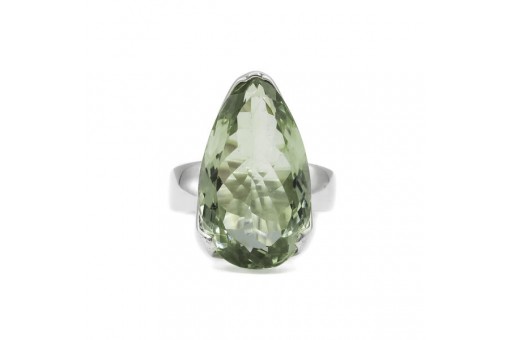 Ring 925 Sterling Silber - Green Peridot - Facettiert - Tropfen - Neu Gr. 62