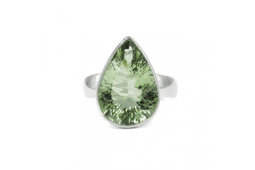 Ring 925 Sterling Silber - Green Peridot - Facettiert - Tropfen - Neu Gr. 59