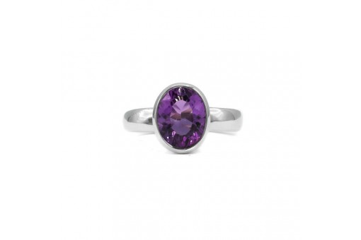 Ring 925 Sterling Silber - Amethyst - Facettiert - Oval - Neu Gr. 54