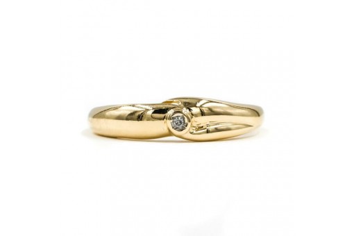 Ring mit Diamantsolitär 0,01 ct. in 14 Kt. 585 Gold 60 Edel