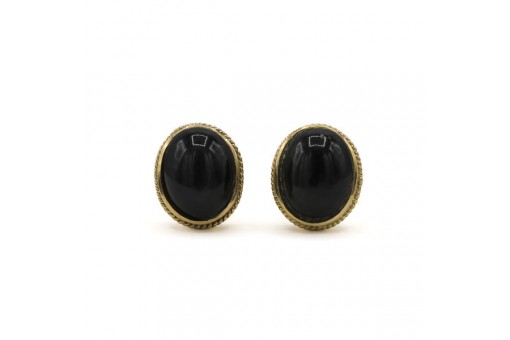 Ohrstecker Ohrringe mit Onyx Oniz in 750 18kt Gold stecker 