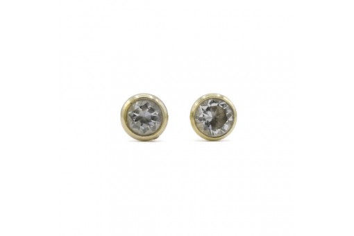 1 Paar Ohrstecker mit 2 Kristalle 0,12 ct. in 14 Kt. 585 Gelbgold earrings