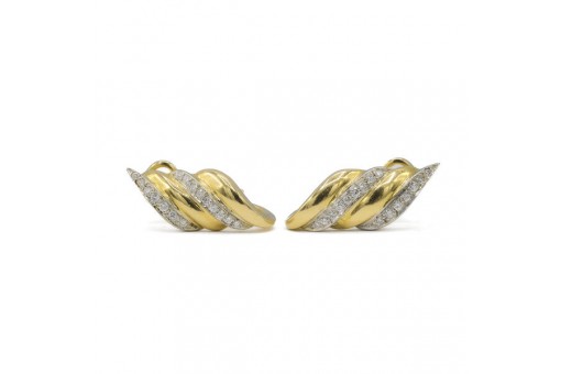 1 Paar Ohrringe Ohrclips mit 30 Brillanten 0,30 ct. in 18 Kt. 750 Gold earrings