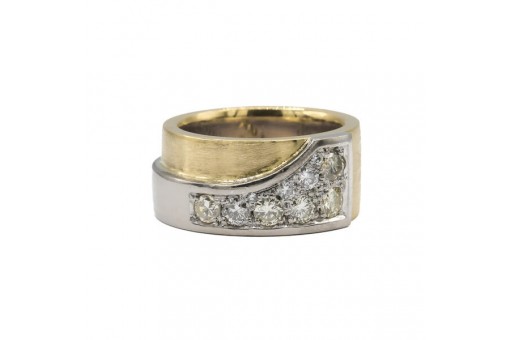 Ring Bandring mit 10 Brillanten 1,0 ct. in 18 Kt. 750 Gold Gr. 57