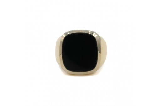 Ring Herrenring Siegelring mit Onyx in 14 Kt. 585 Gelbgold Gr. 65