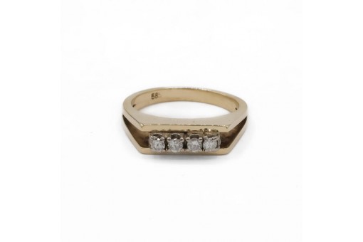 Ring mit 4 Diamanten Brillanten 0,20 ct. in 14 Kt. 585 Gold Gr. 59