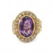 Ring mit Amethyst und 20 Diamantrosen in 18 Kt. 750 Gold antik Gr. 57