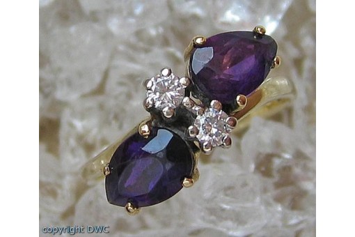 Ring mit Amethyste Brillant Amethyst Diamant in 14 Kt. 585 er 60 edel