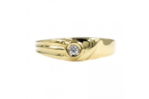 Ring mit Diamant Brillanten Solitär 0,05 ct. in 14 Kt. 585 Gold Ringe 57 Edel!