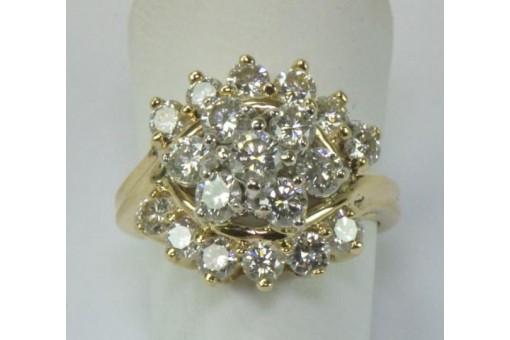 Ring mit Brillanten Diamanten in aus 14 kt 585 er Gold Grösse 49 fein!