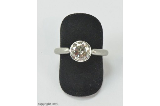 Ring mit Brillant Solitär 1,91 ct. Weiss Gold in 14 Kt 585 er DPL Expertise 58